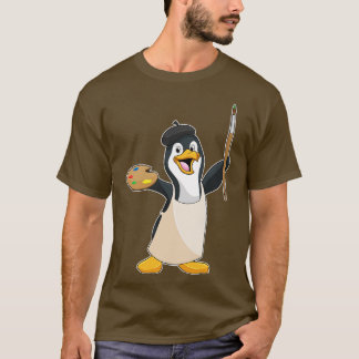 Penguin som målarfärg med färgpensel Färg T Shirt