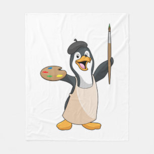 Penguin som målarfärg med färgpensel och Färg Fleecefilt