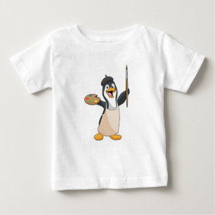 Penguin som målarfärg med färgpensel och Färg T Shirt