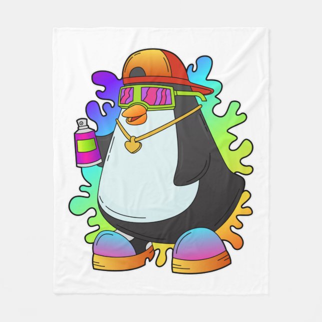 Penguin som målarfärg med spray fleecefilt (Framsidan)
