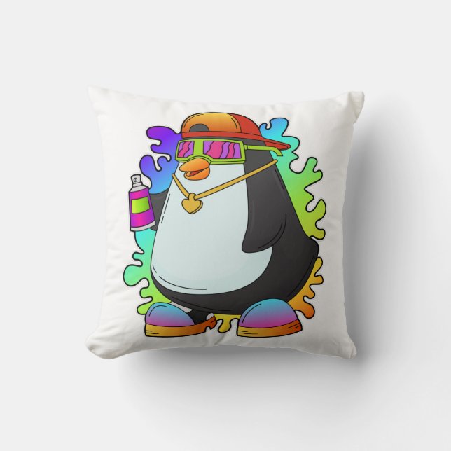 Penguin som målarfärg med spray kudde (Framsida)