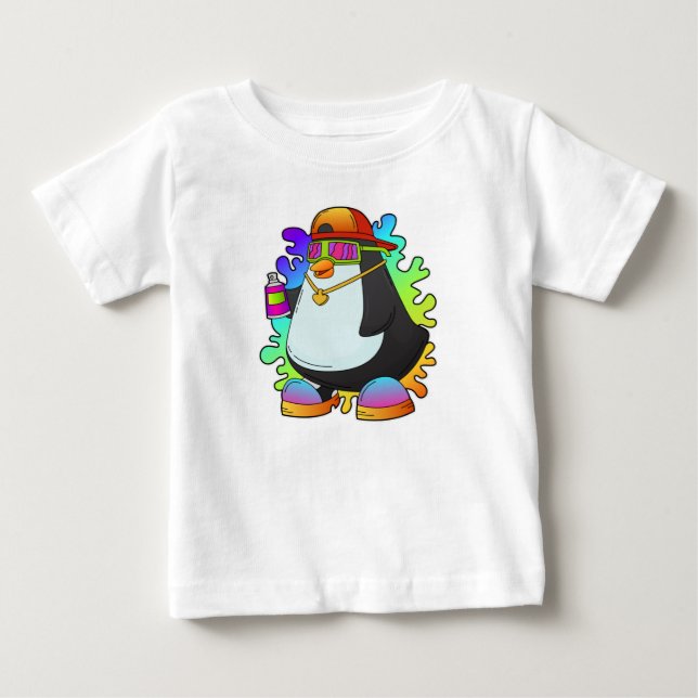 Penguin som målarfärg med spray t shirt (Framsida)