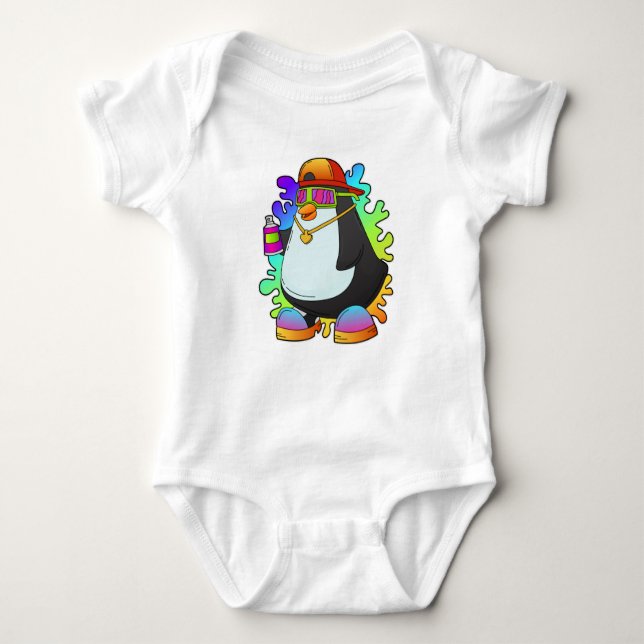 Penguin som målarfärg med spray t shirt (Framsida)