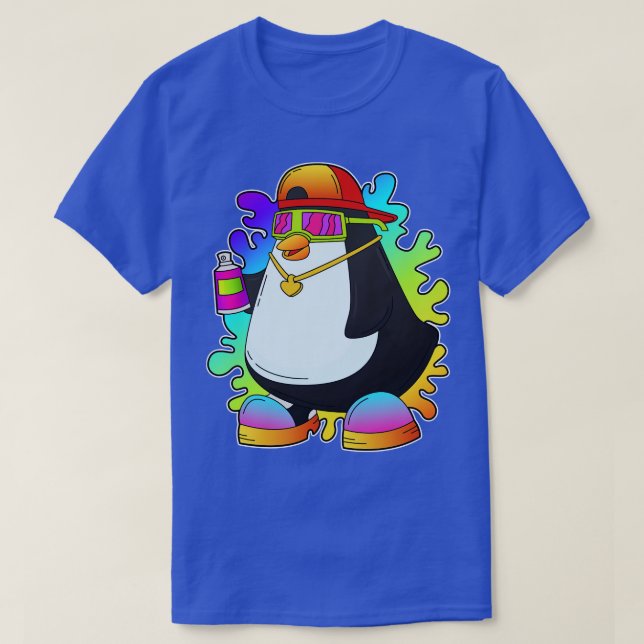 Penguin som målarfärg med spray t shirt (Design framsida)