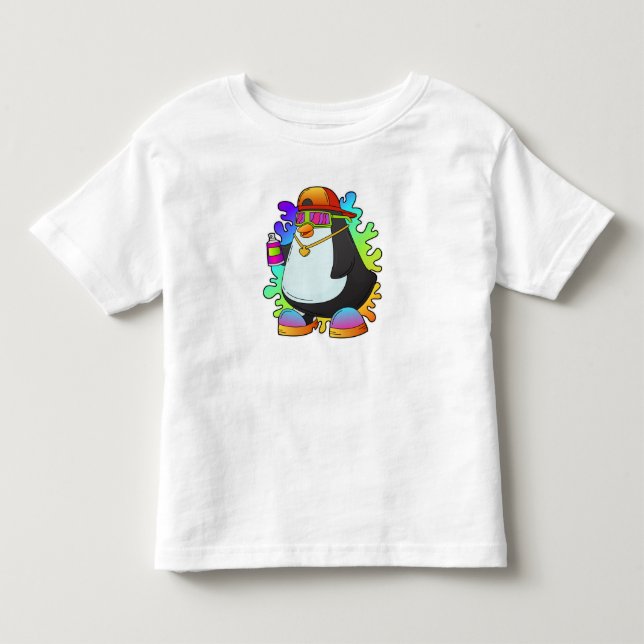 Penguin som målarfärg med spray t shirt (Framsida)
