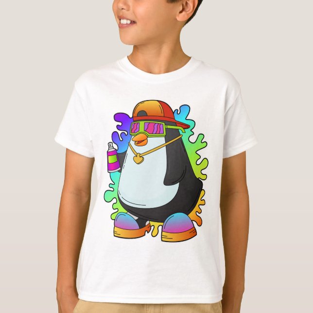 Penguin som målarfärg med spray t shirt (Framsida)