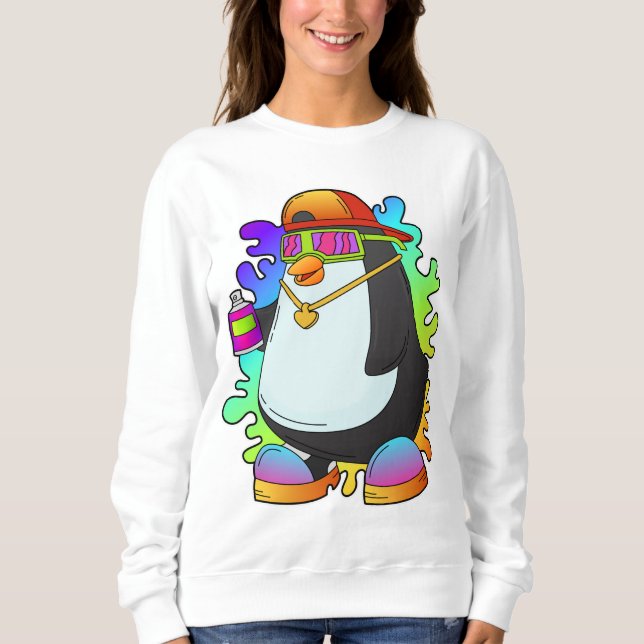 Penguin som målarfärg med spray t shirt (Framsida)