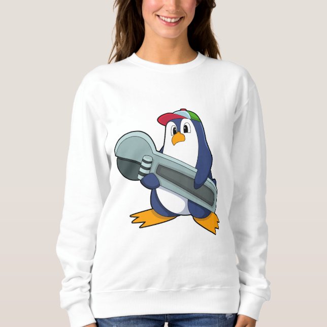 Penguin som Mekaic med Verktyg T Shirt (Framsida)