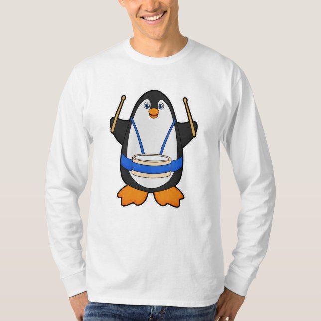 Penguin som musiker med rom t shirt (Framsida)