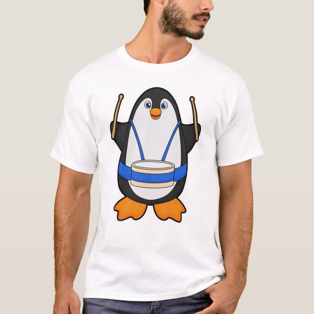 Penguin som musiker med rom t shirt (Framsida)