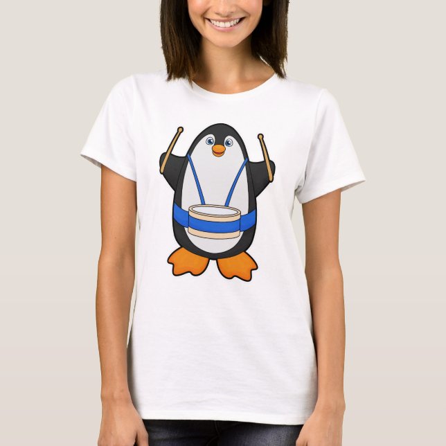 Penguin som musiker med rom t shirt (Framsida)
