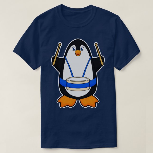 Penguin som musiker med rom t shirt (Design framsida)