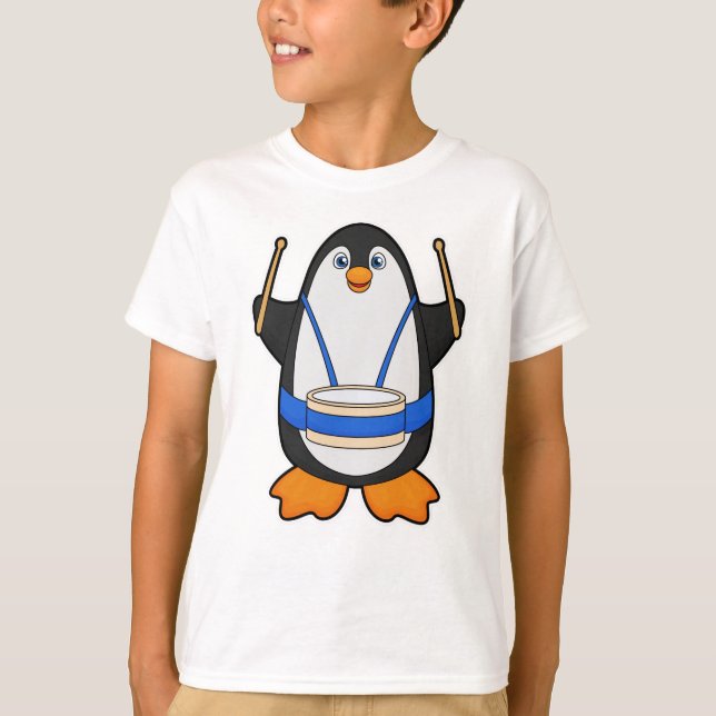 Penguin som musiker med rom t shirt (Framsida)