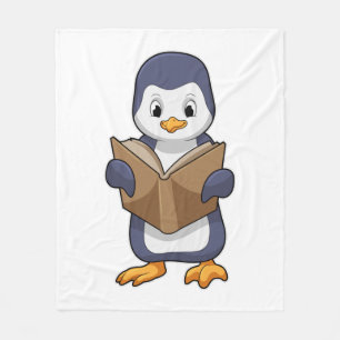 Penguin som Nerd med Bok Fleecefilt