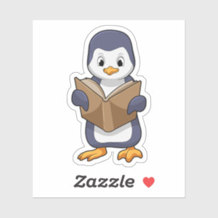 Penguin som Nerd med Bok Klistermärken