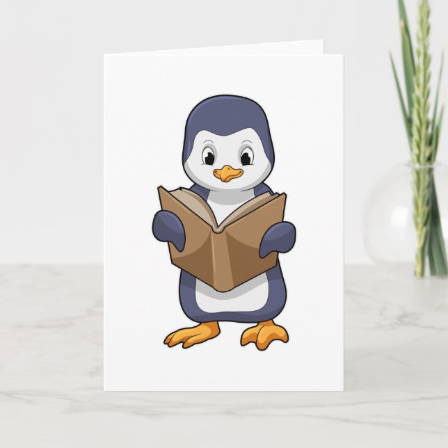 Penguin som Nerd med Bok Kort (Framsida)