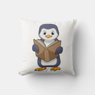 Penguin som Nerd med Bok Kudde