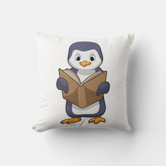 Penguin som Nerd med Bok Kudde (Framsida)