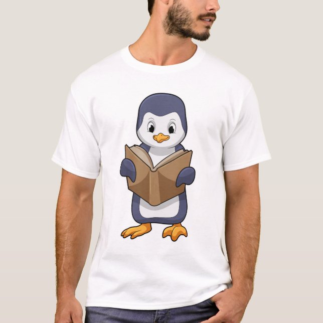 Penguin som Nerd med Bok T Shirt (Framsida)