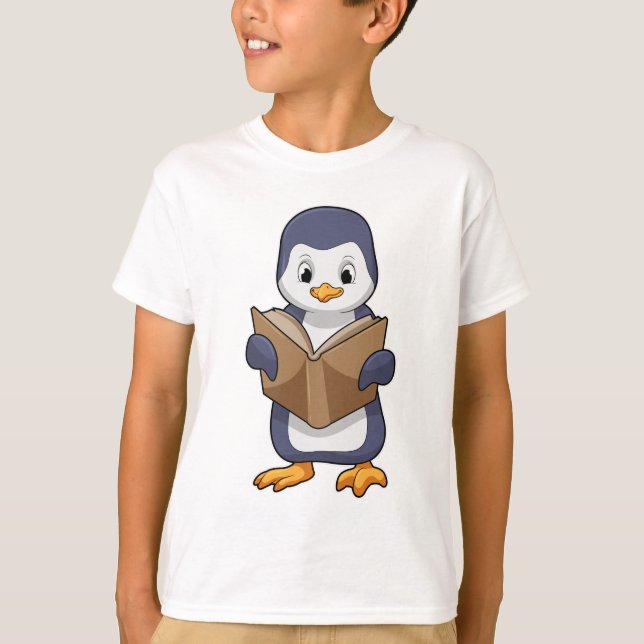 Penguin som Nerd med Bok T Shirt (Framsida)