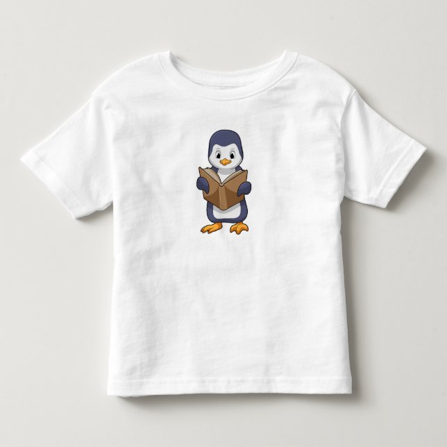 Penguin som Nerd med Bok T Shirt (Framsida)