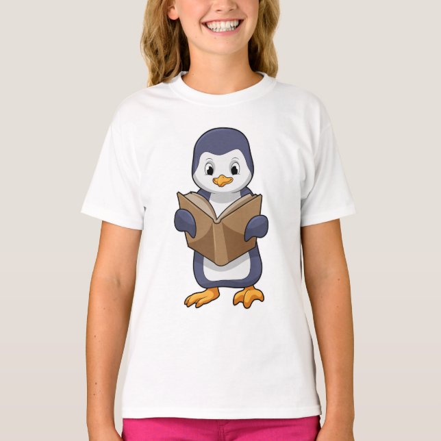 Penguin som Nerd med Bok T Shirt (Framsida)