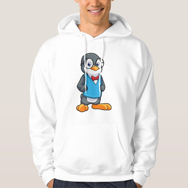 Penguin som Nerd med glasögon Hoodie (Framsida)