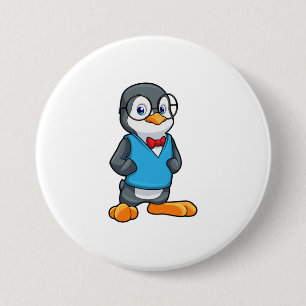 Penguin som Nerd med glasögon Knapp