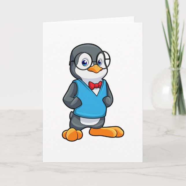 Penguin som Nerd med glasögon Kort (Framsida)