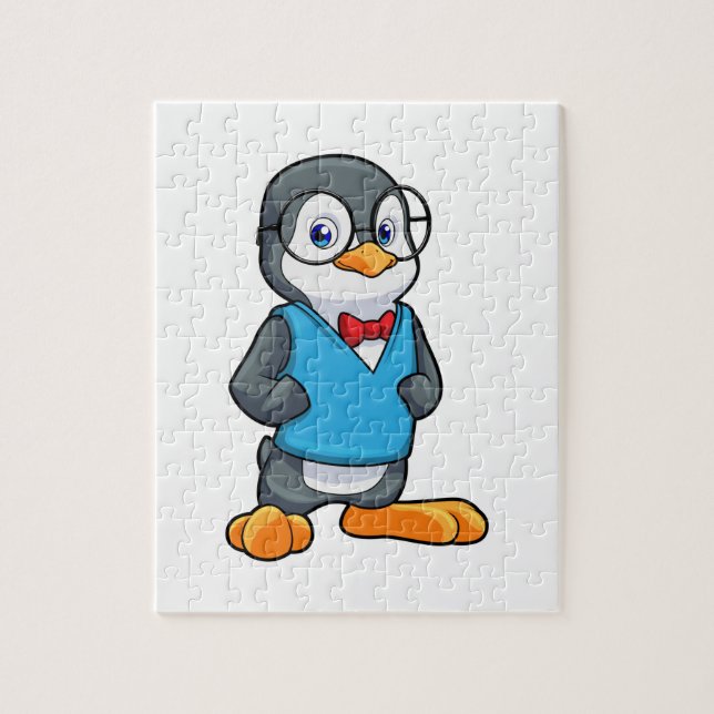Penguin som Nerd med glasögon Pussel (Vertikal)