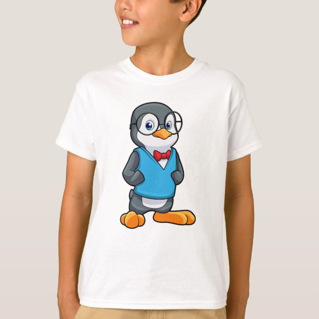 Penguin som Nerd med glasögon T Shirt (Framsida)