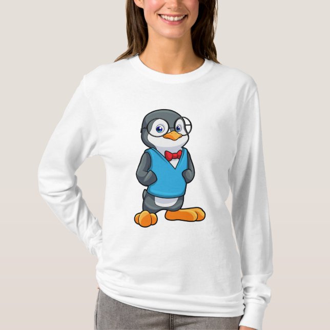 Penguin som Nerd med glasögon T Shirt (Framsida)