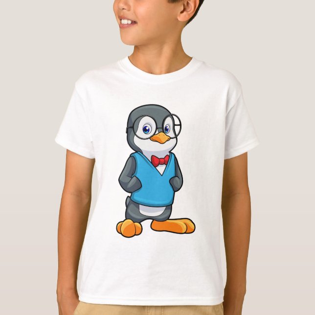 Penguin som Nerd med glasögon T Shirt (Framsida)