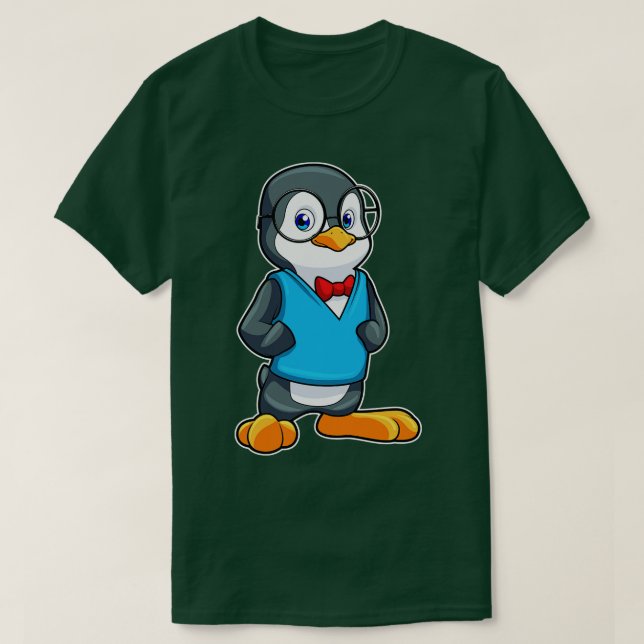Penguin som Nerd med glasögon T Shirt (Design framsida)