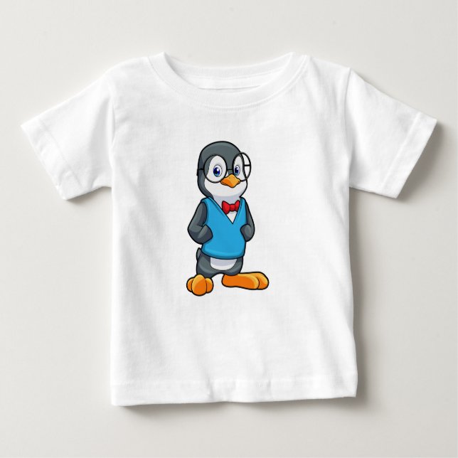 Penguin som Nerd med glasögon T Shirt (Framsida)