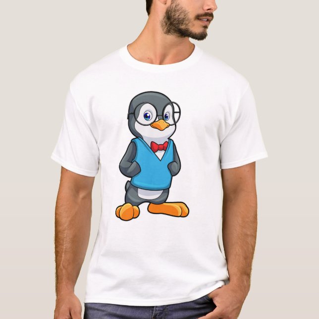 Penguin som Nerd med glasögon T Shirt (Framsida)
