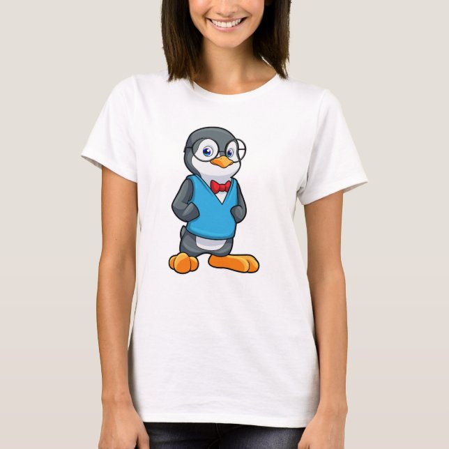 Penguin som Nerd med glasögon T Shirt (Framsida)