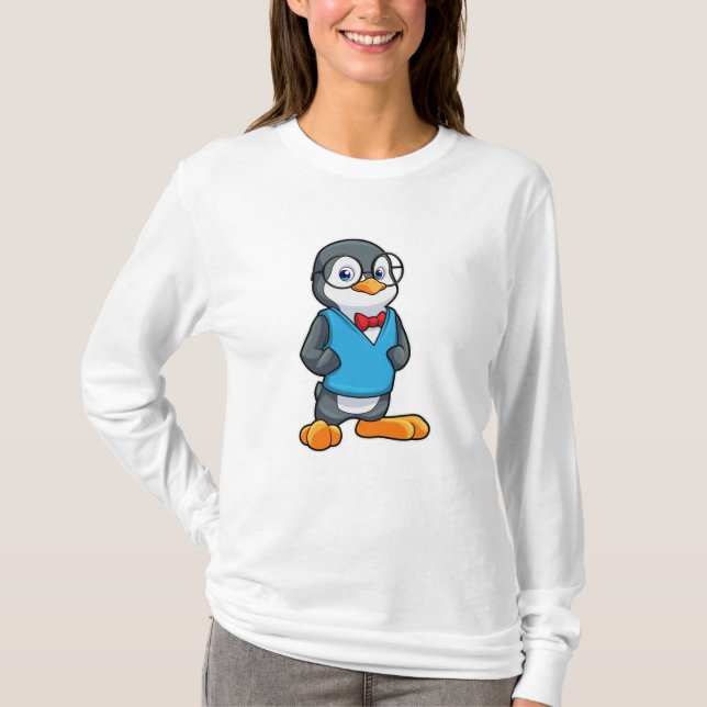 Penguin som Nerd med glasögon T Shirt (Framsida)