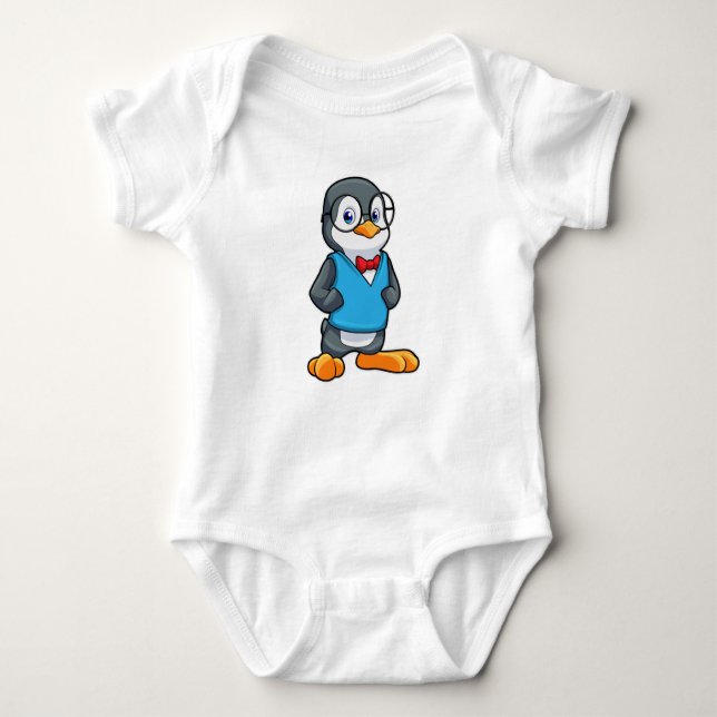 Penguin som Nerd med glasögon T Shirt (Framsida)