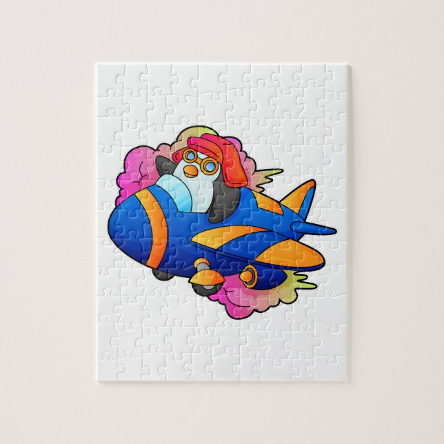 Penguin som pilot med Flygplan Pussel (Vertikal)