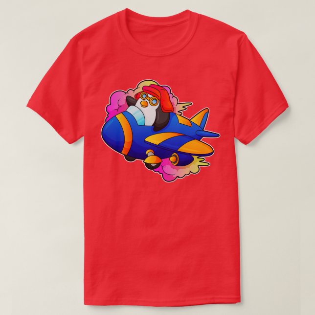 Penguin som pilot med Flygplan T Shirt (Design framsida)