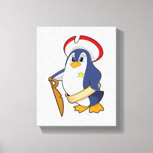 Penguin som Pirat med Hat Canvastryck