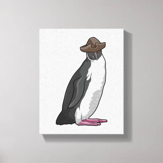 Penguin som Pirat med Hat Canvastryck (Framsida)