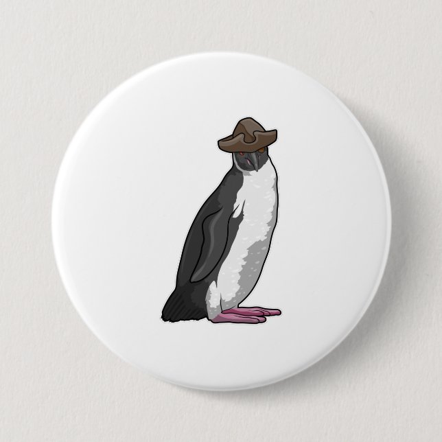 Penguin som Pirat med Hat Knapp (Framsida)