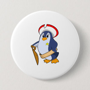 Penguin som Pirat med Hat Knapp