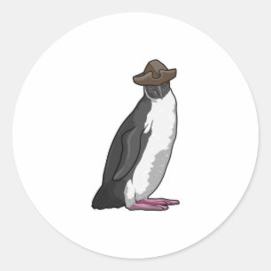 Penguin som Pirat med Hat Runt Klistermärke
