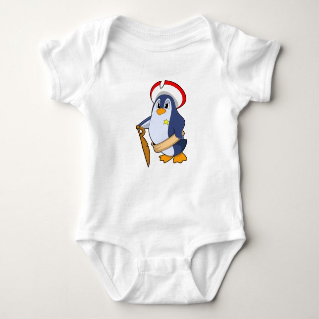 Penguin som Pirat med Hat T Shirt (Framsida)