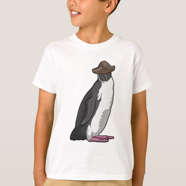 Penguin som Pirat med Hat T Shirt (Framsida)