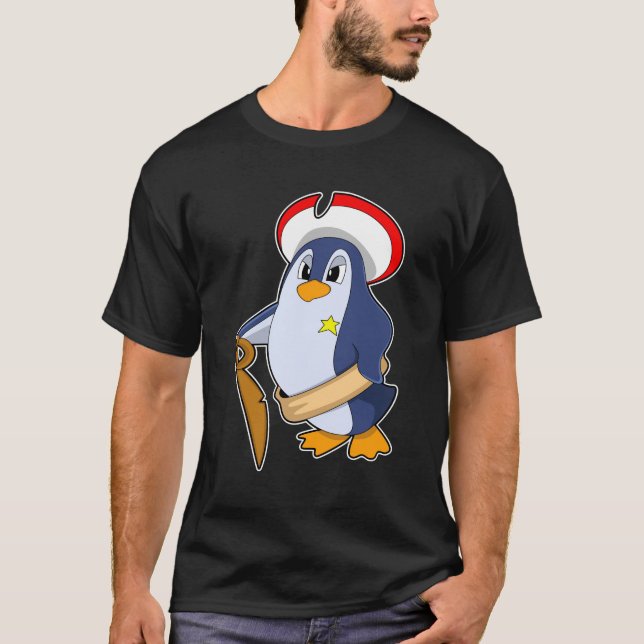 Penguin som Pirat med Hat T Shirt (Framsida)