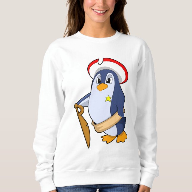 Penguin som Pirat med Hat T Shirt (Framsida)